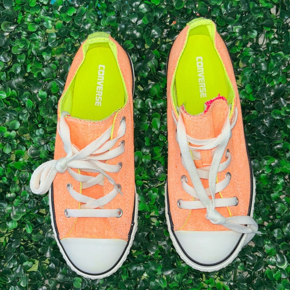 ALL-STAR CONVERSE, girls junior, double tongue, Orange/ Lime Green color!